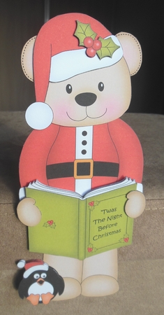 3D On the Shelf Card Kit - Christmas Livvy Bear reads a Festive Bedtime Story by Hazel Sumner