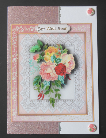 Beautiful Watercoloured roses on Lace 1 by Hazel Sumner