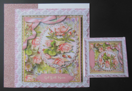 Pink Roses in a Lace mat by Hazel Sumner