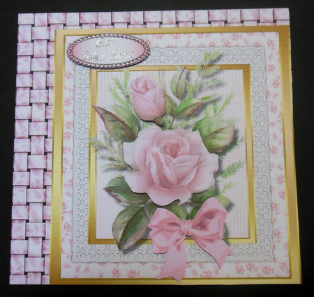 Beautiful English Roses on Lace  by Hazel Sumner