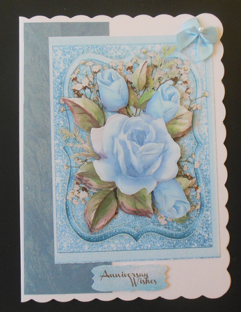 Blue Roses on a Glitter Mat by Hazel Sumner