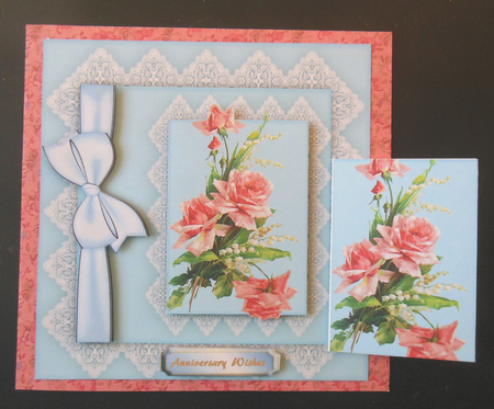 Beautiful Klein Roses on lace  by Hazel Sumner