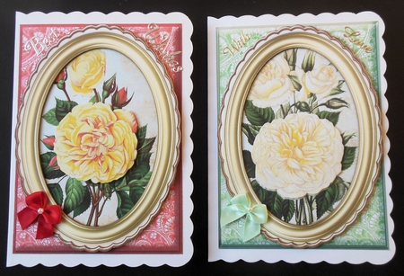 2 Beautiful Yellow Roses in a Gold feame  by Hazel Sumner