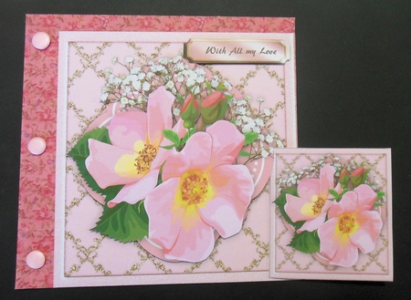 Beautiful Pink Roses on a Golden Mat by Hazel Sumner