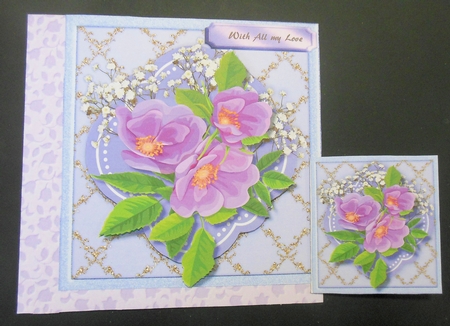 Beautiful Lilac Roses on a Golden Mat by Hazel Sumner