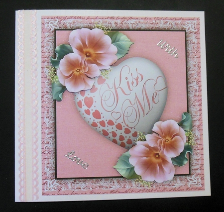 Beautiful Kiss me Heart and love Roses Pink by Hazel Sumner