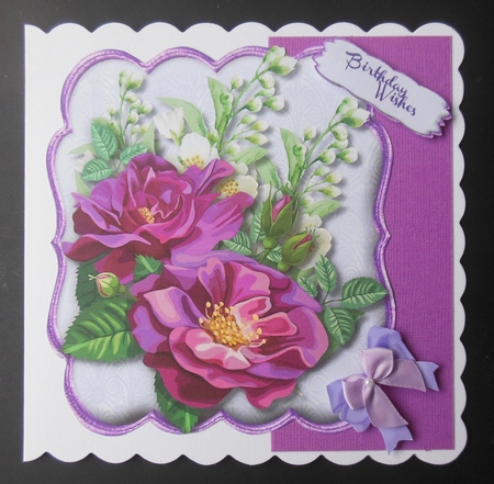 Lovely Mauve roses in a Bracket mat  by Hazel Sumner