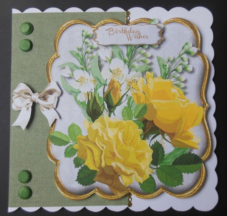 Lovely Yellow  roses in a Bracket mat  by Hazel Sumner
