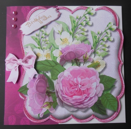 Lovely Pink  roses in a Bracket mat  by Hazel Sumner