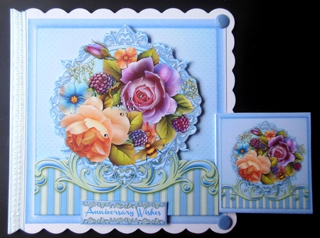 Beautiful English Roses on a Ornate Mat  by Hazel Sumner