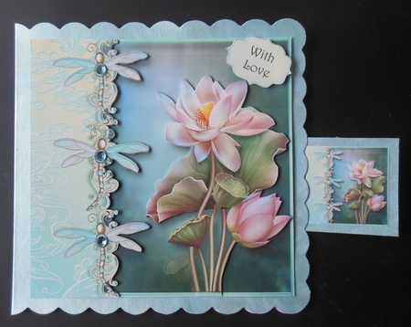 The Dragonfly Lotus Flower 8x8 by Hazel Sumner