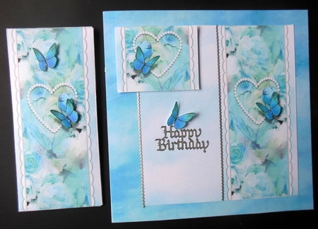 Elegant Floral Butterfly - Aqua - Gift Voucher Pocket/Money Wallet by Hazel Sumner