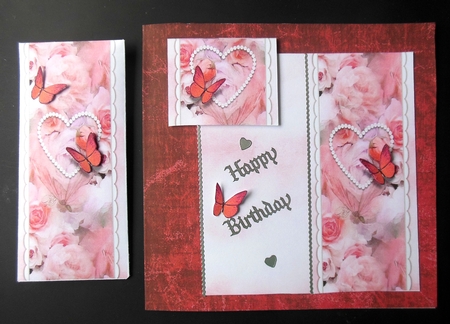 Elegant Floral Butterfly - Red - Gift Voucher Pocket/Money Wallet by Hazel Sumner