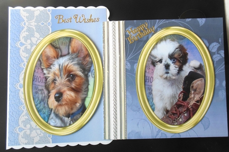 2 Beautiful Gold Toppers , with Dogs  by Hazel Sumner