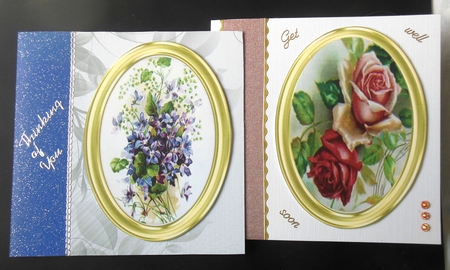 2 Beautiful Gold Toppers , Roses and Violets  by Hazel Sumner