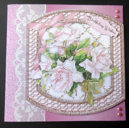 Beautiful french Roses on a Shaped Mat  by Hazel Sumner
