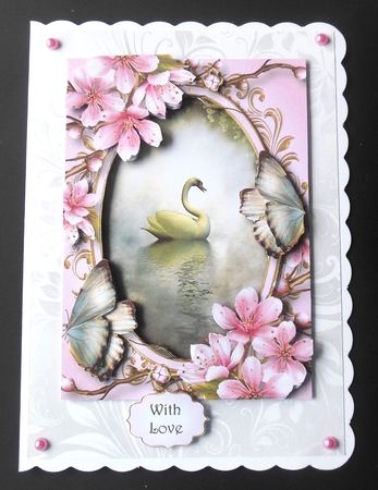 Swan, Butterflies & Cherry Blossom by Hazel Sumner