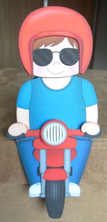 3D On the Shelf Card Kit - Young Man Sal his Motorbike by Hazel Sumner