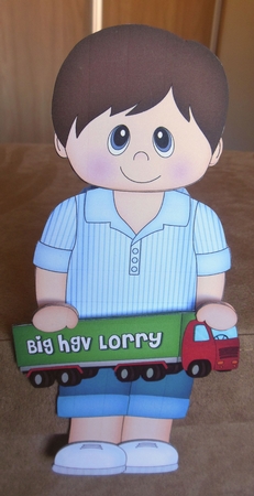 3D On the Shelf Card Kit - Little Teen Derlin is the Birthday Boy with ages 12 - 17 age HGV Lorry Decoupage by Hazel Sumner