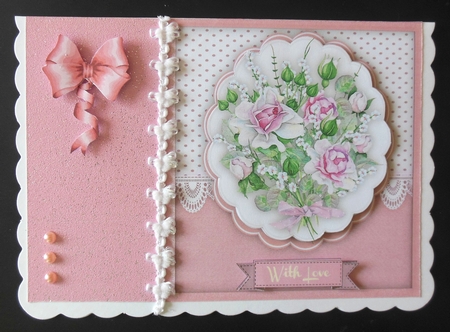 Beautiful Bouquet on a Pink lace mat  by Hazel Sumner