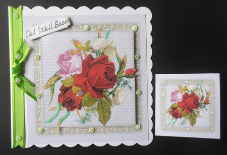 Beautiful Red Roses on a scripy mat  by Hazel Sumner