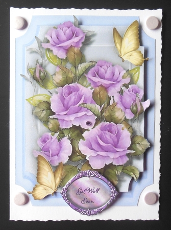 Print, cut and fold Deep lilas roses and butterflys  by Hazel Sumner