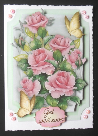 Print, cut and fold pale pink roses and butterflys  by Hazel Sumner