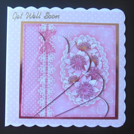A Touch of Elegance Flowers Pearls and Lace Fan Pyramage Topper by Hazel Sumner