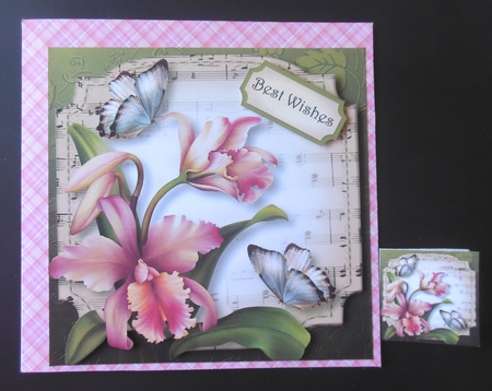 Sheet Music Plaque - Orchids 8x8 by Hazel Sumner