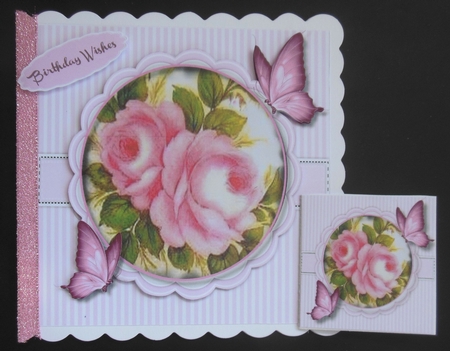 Beautiful Pink Rose and Butterflys  by Hazel Sumner