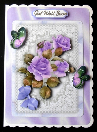 Beautiful Lilac french Roses on lace  by Hazel Sumner
