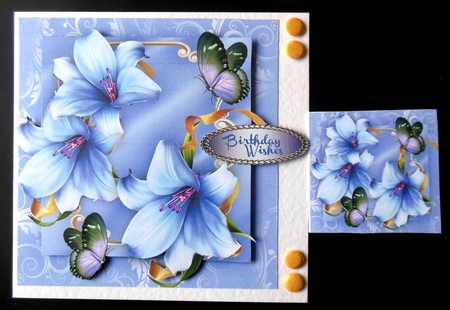 Beautiful Lilac Logic Lillies and  butterflys by Hazel Sumner