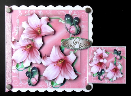 Beautiful Pink Logic Lillies and  butterflys by Hazel Sumner