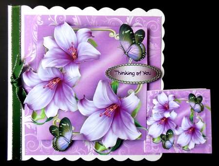 Beautiful Mavue Logic Lillies and  butterflys by Hazel Sumner