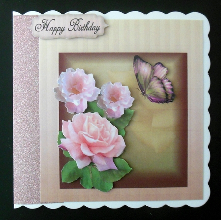 thinking of you with pink roses and butterflies by Hazel Sumner