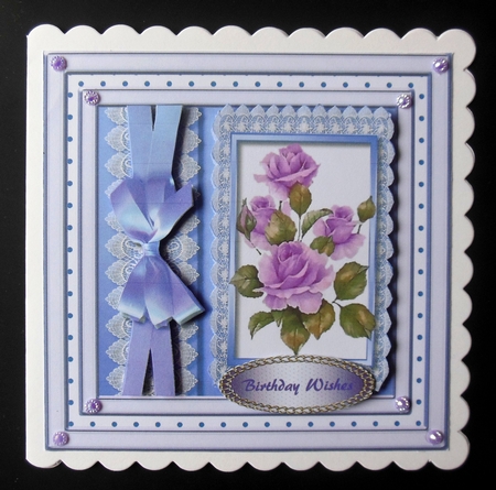 Beautiful Lilac Roses and Ribbon Bow by Hazel Sumner