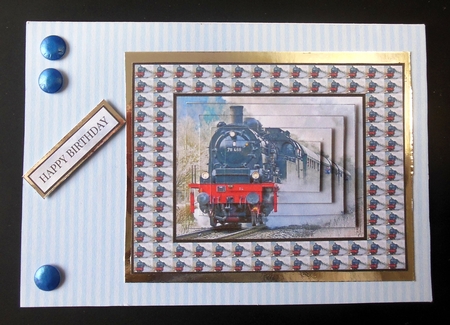 Steam Train Pyramid Birthday/Fathers Day Card by Hazel Sumner
