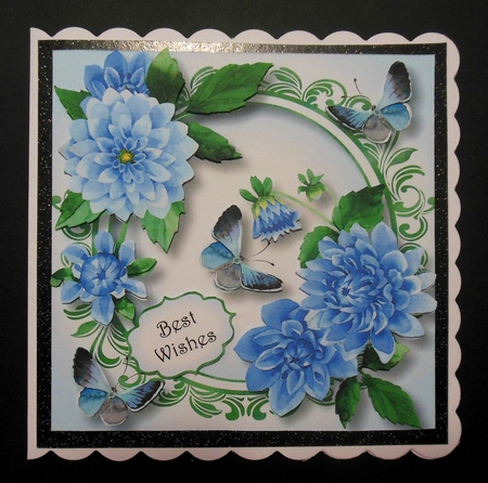 Blue Dahlias - Watercolour Wonder 8x8 by Hazel Sumner