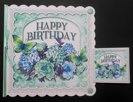 pretty turq flowers & butterflies on a plaque for that special person 8x8 by Hazel Sumner