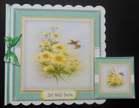 Beautiful Humming Birds and Yellow Flowers  by Hazel Sumner