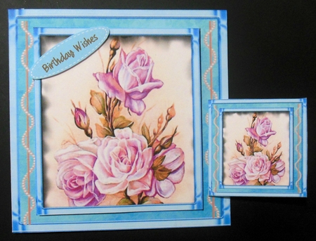 Beautiful Roses on Aqua Frame  by Hazel Sumner