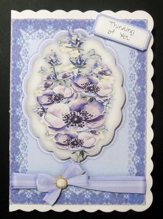 Lilac Anemones on a Scalloped mat  by Hazel Sumner