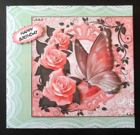 Butterfly and Roses 1 by Hazel Sumner