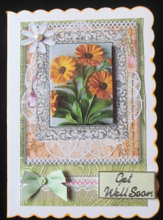 Shabby Chic Quick Card with gems tag, and lace by Hazel Sumner
