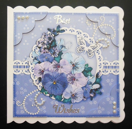 8 x 8 A Touch of Elegance Spring Flowers Pearls and Lace Scalloped Corner Topper  by Hazel Sumner
