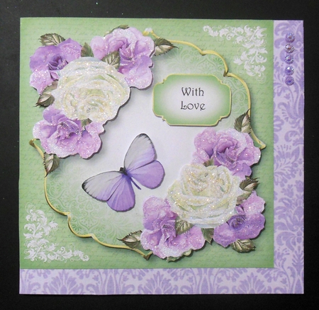 Damask Plaque - Purple Watercolour Roses  by Hazel Sumner