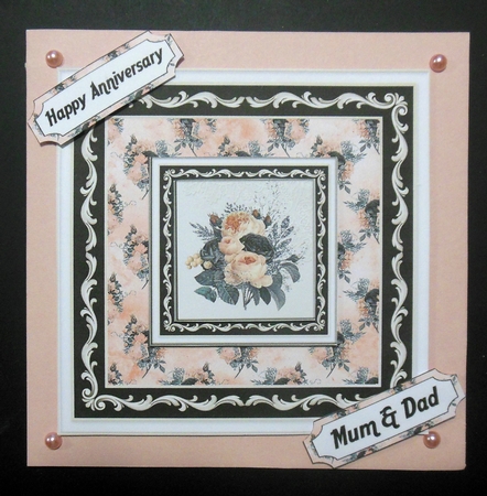 Peach & Black Floral Card by Hazel Sumner