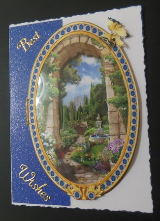 Oval Three Leafed Card - Umbrian Garden by Hazel Sumner