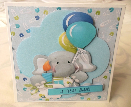 BABY BOY TWIST & POP 1ST BIRTHDAY OR CONGRATULATIONS CARD by Hazel Sumner