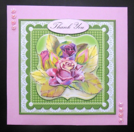 Blooms on Bordered Lace Card Topper - Design 8 by Hazel Sumner
